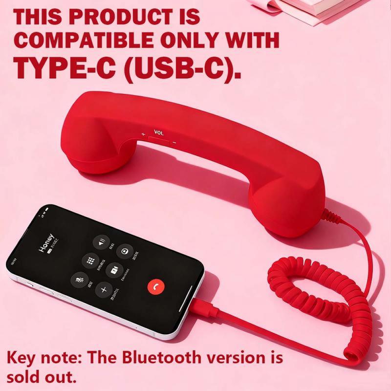 Retro Choice-Bluetooth Phone Handset, Wireless/Wired & USB Mobile Phone Receiver for Comfortable Calls, Type-C Port, Perfect for Halloween, Christmas & Part, excellent sound quality,headphone earphones noise reduction, Cyber Monday Black Friday