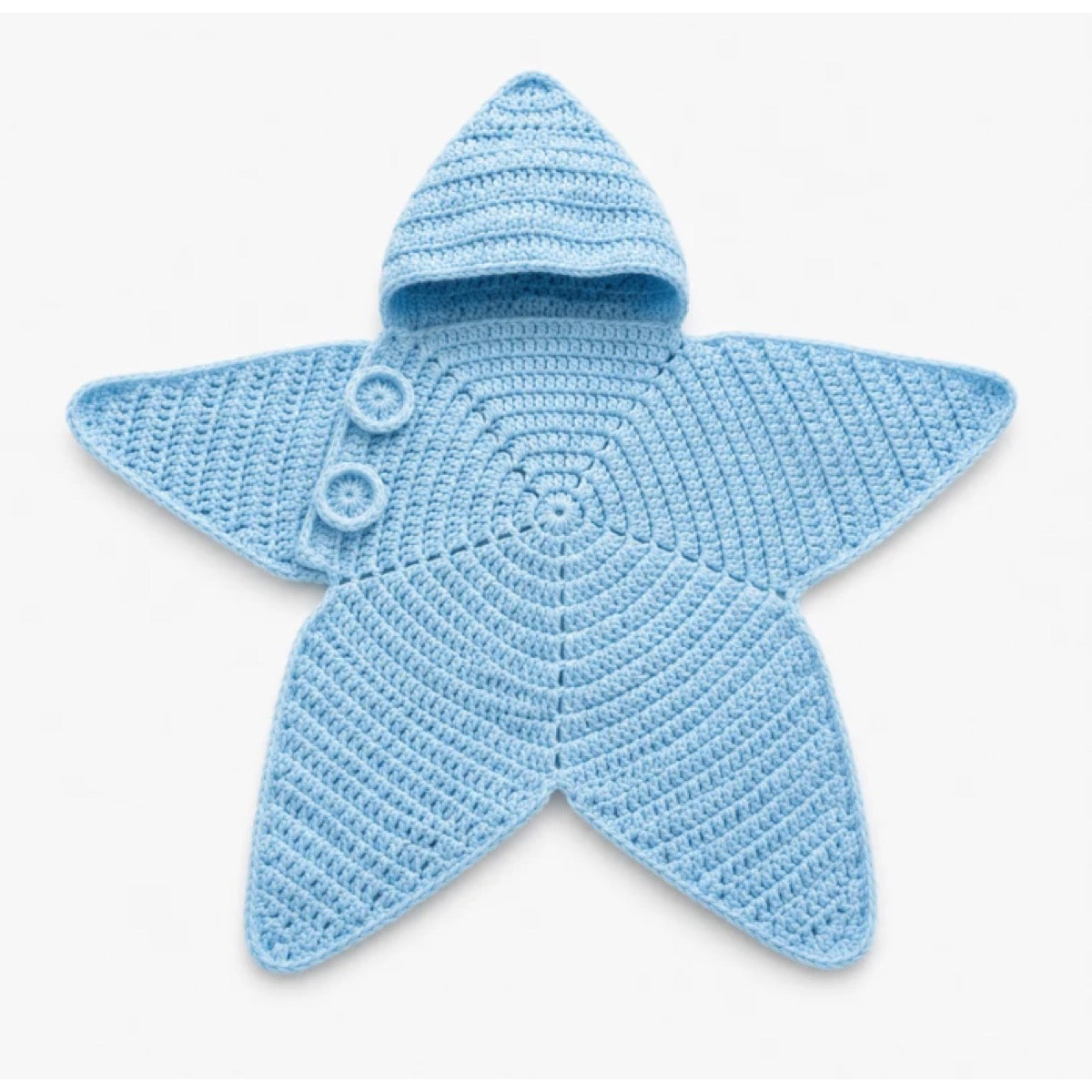 Hand-Crocheted Starfish Baby Onesie, Cozy Hooded Star Baby Dress for Photos