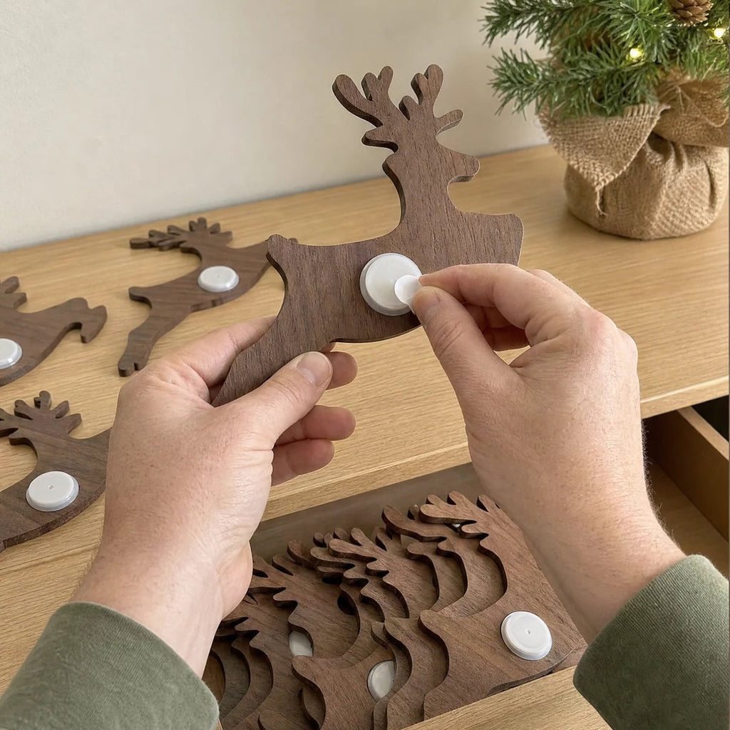 7-Piece Christmas Light-Up Wall Decorations, Battery-Operated Warm LED Holiday Decor with Self-Adhesive Pads, Festive Indoor Christmas Decorations