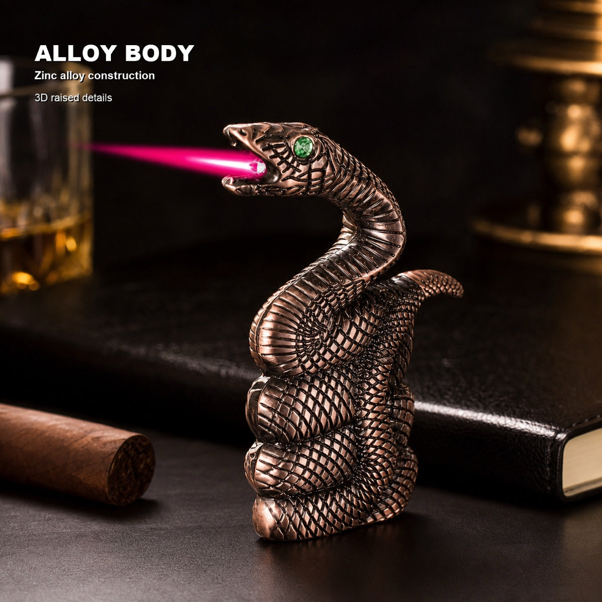 Snake shaped torch lighter alloy body