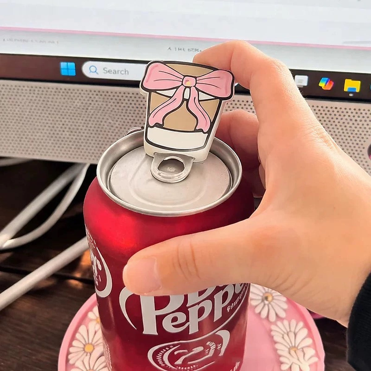 Coquette Bow Cup Keychain Bottle Opener