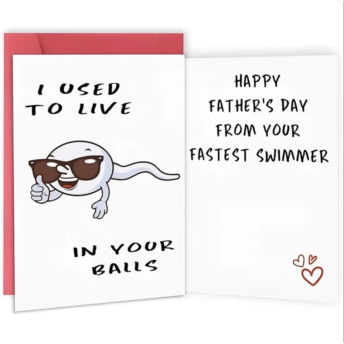 Funny Father's Day fastest swimmer greeting card with red envelope
