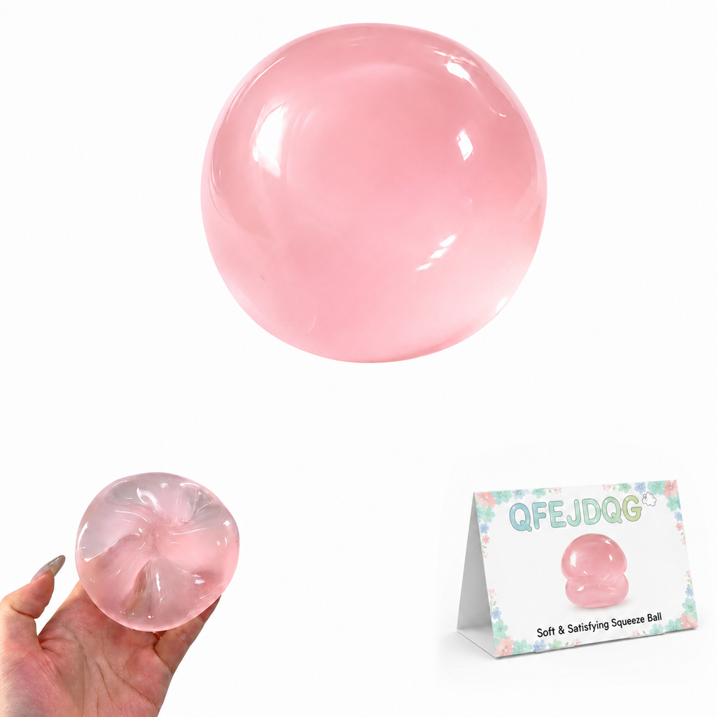 Squishy Coconut Oil Stress Ball Slow Rebound Sensory Squeeze Balls Crunchy Fidget Balls Gifts for Adults Help for Relax Focus Autism ADHD Portable Odorless Non-Sticky Easy to Clean(Pink)