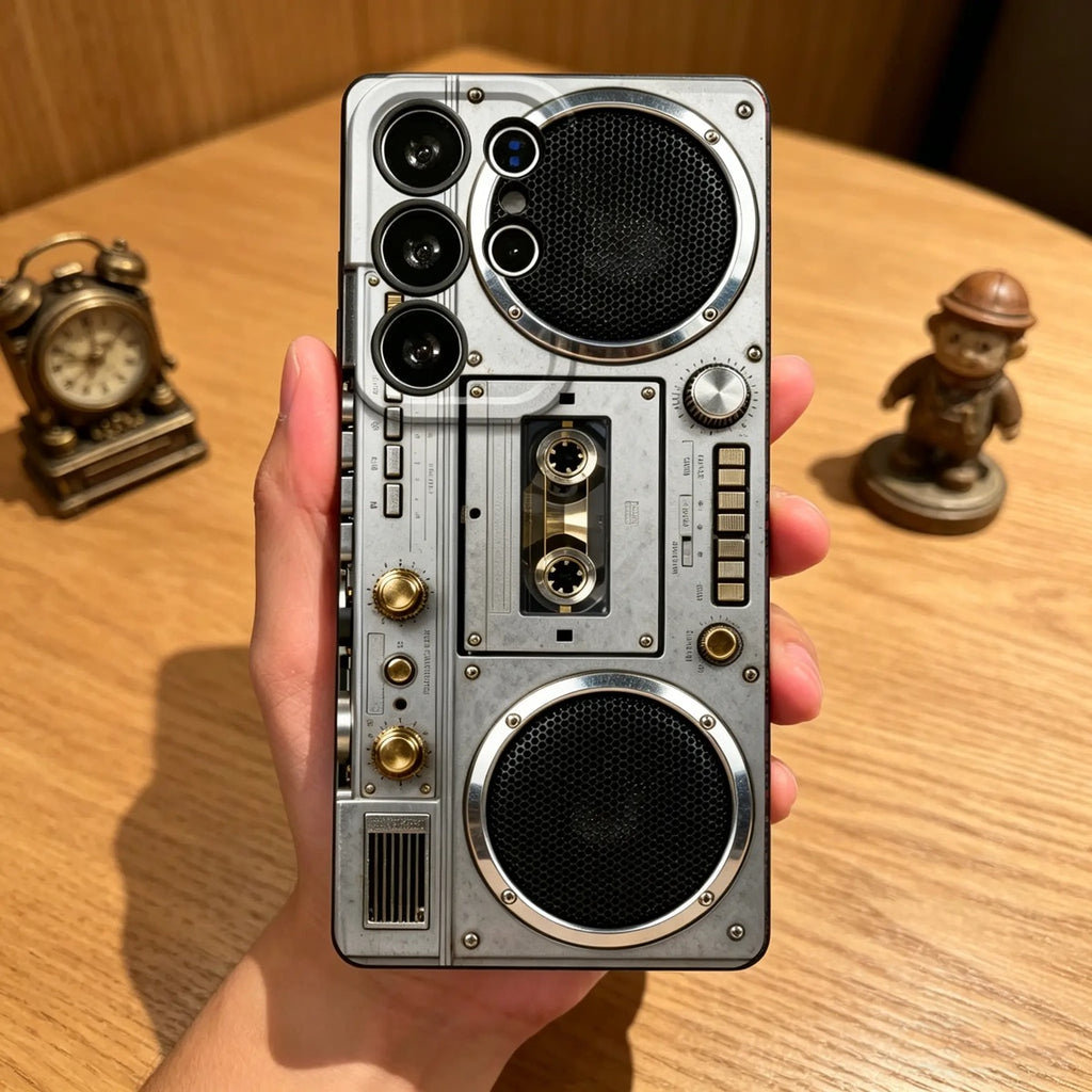 Retro Boombox Cassette Player Pattern Phone Case For Samsung Galaxy