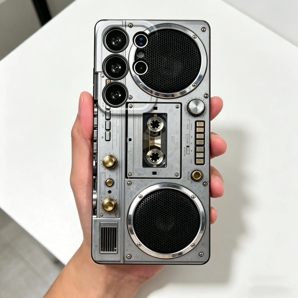 Retro Boombox Cassette Player Pattern Phone Case For Samsung Galaxy