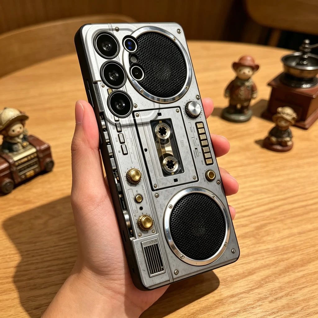 Retro Boombox Cassette Player Pattern Phone Case For Samsung Galaxy