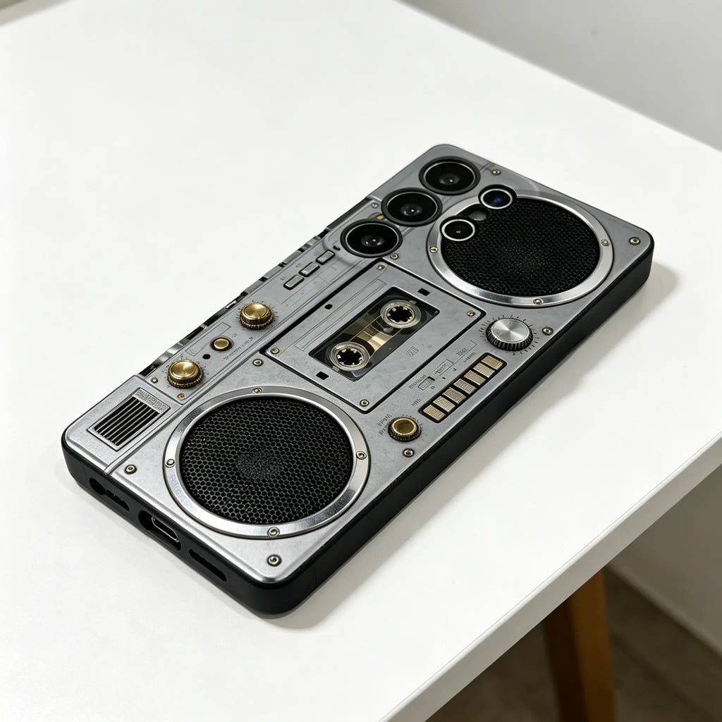 Retro Boombox Cassette Player Pattern Phone Case For Samsung Galaxy