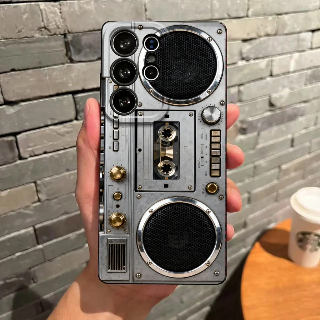 Retro Boombox Cassette Player Pattern Phone Case For Samsung Galaxy