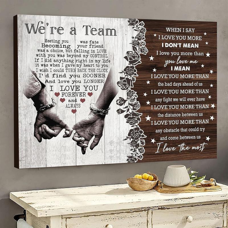 Personalized "We're A Team" Couple Canvas Print - Custom Name Wall Art for Bedroom & Anniversary