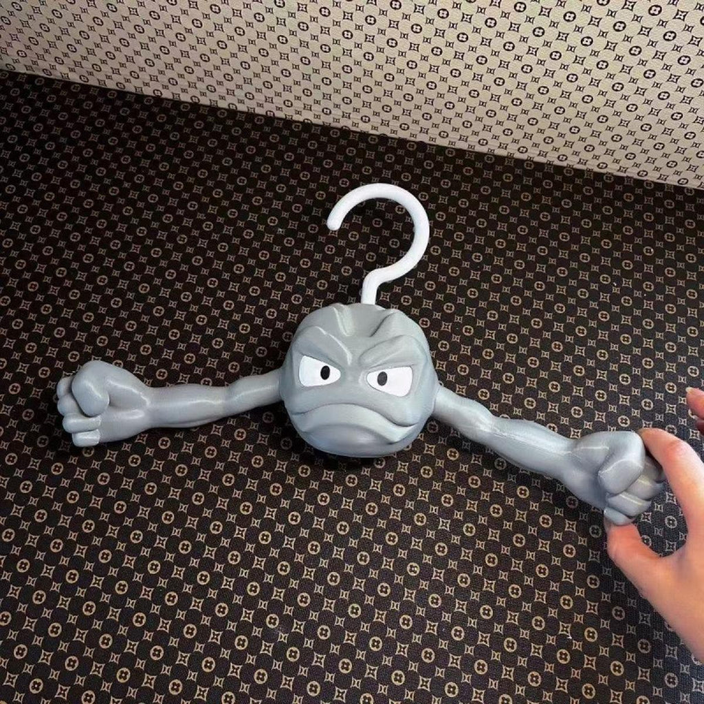 Cartoon rock character hook hanger handheld view