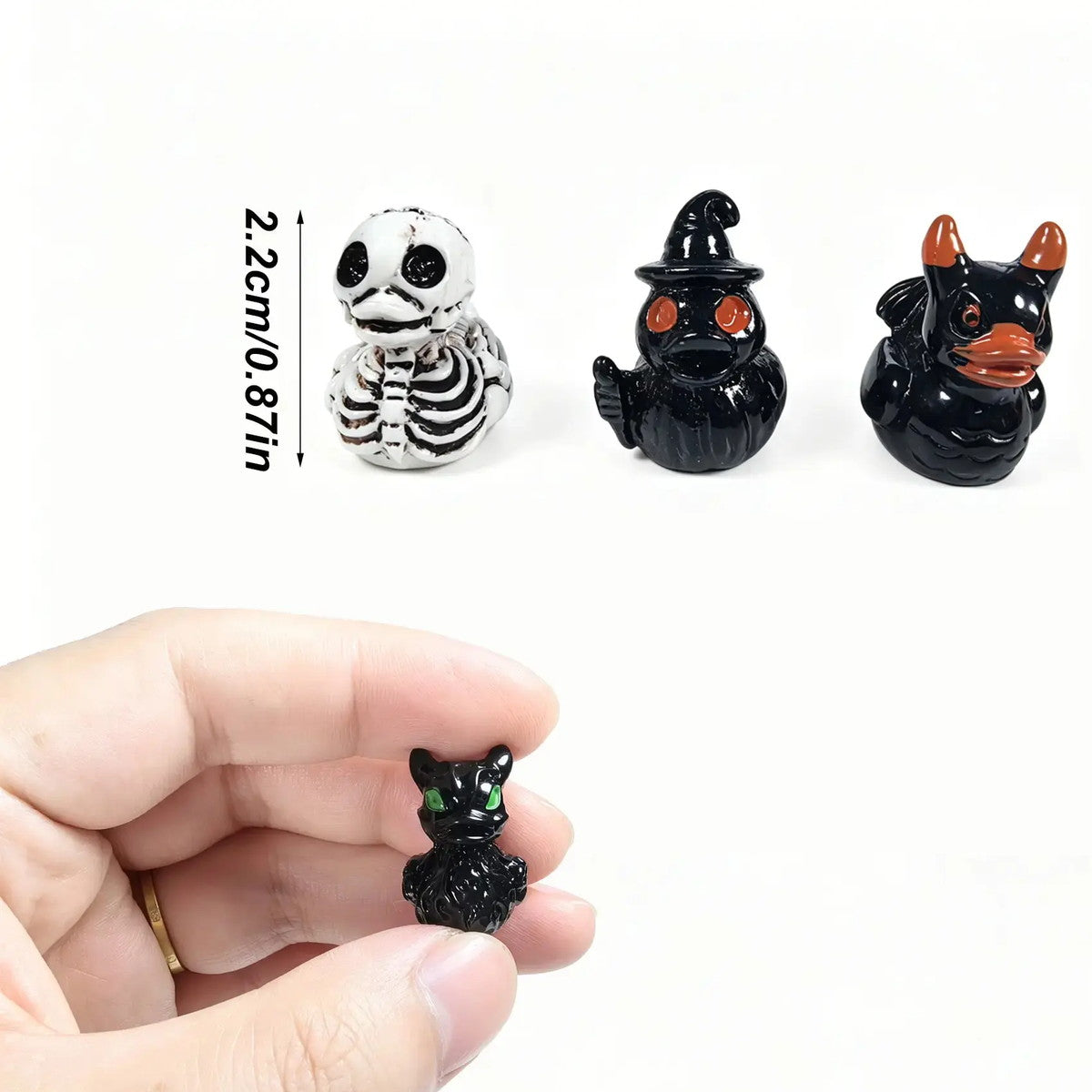 Halloween Mini Duck Figurines, Devil Ghost Skull Assorted Desktop Ornaments, Spooky Party Favors