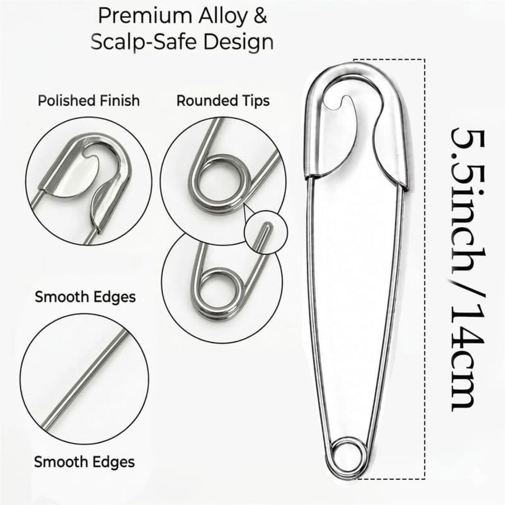 Oversized Safety Pin Hair Clip, Metal Bun Holder Hair Accessory for Updos & Hairstyles