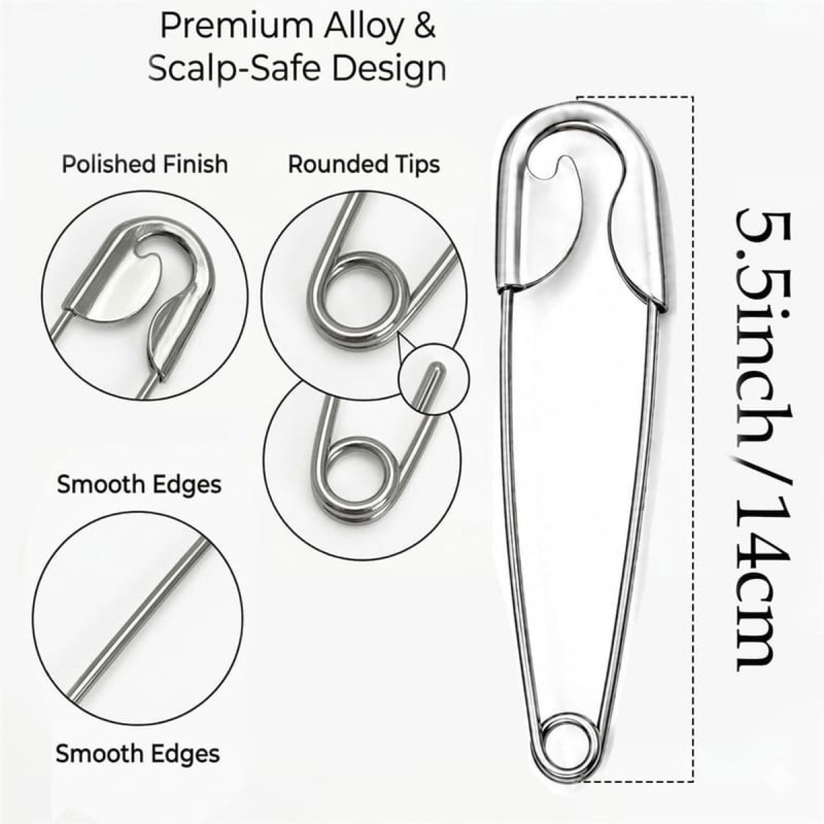 Oversized Safety Pin Hair Clip, Metal Bun Holder Hair Accessory for Updos & Hairstyles