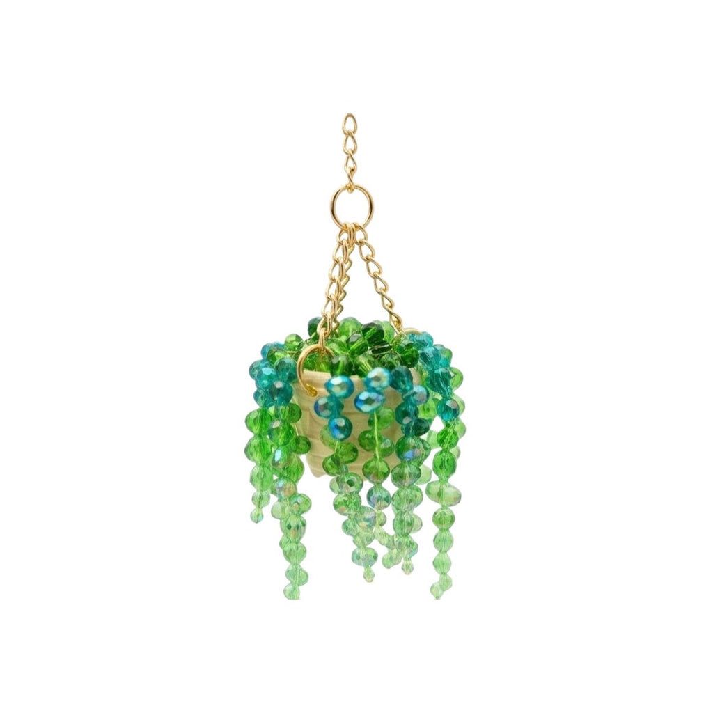 Succulent bead hanging car charm on white background