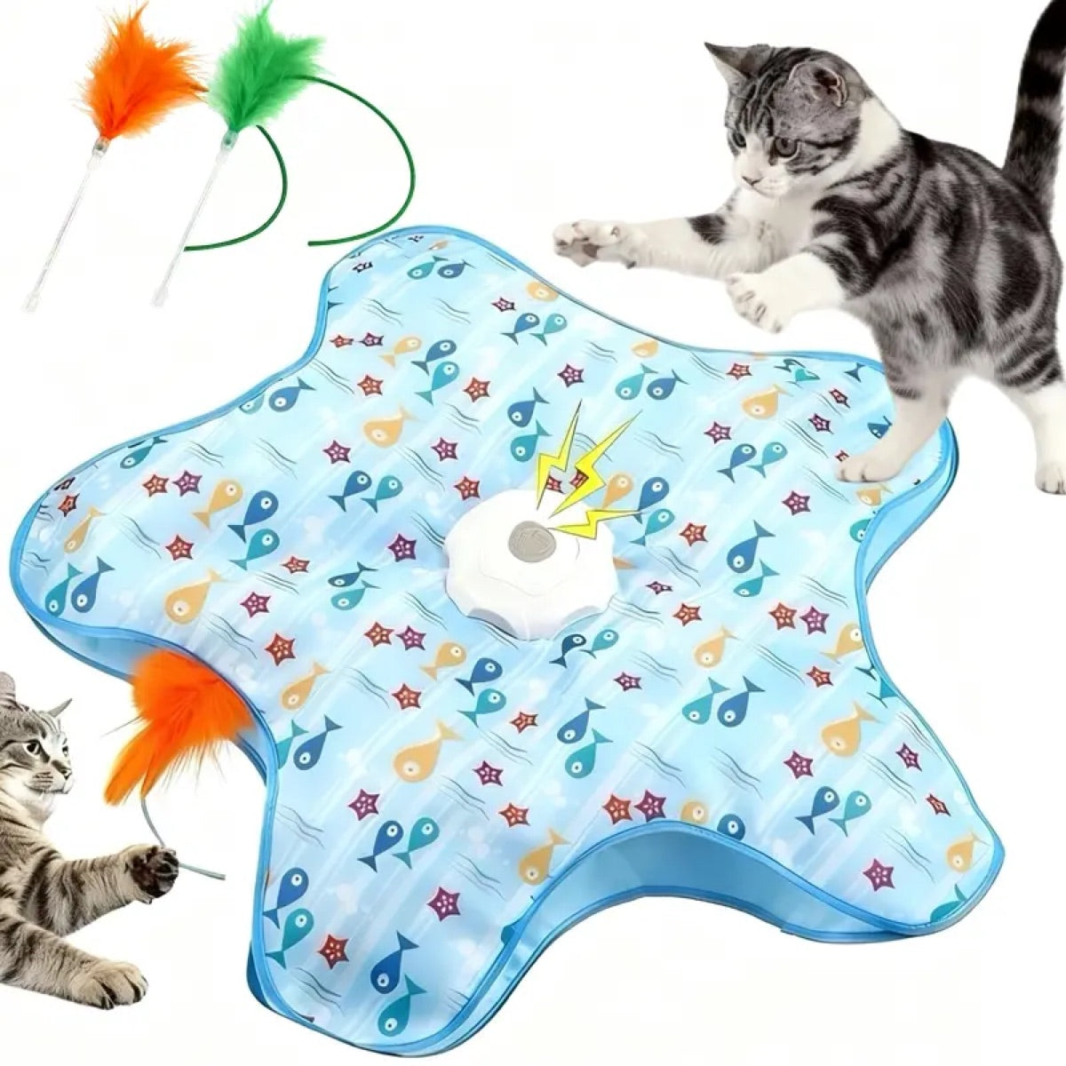 Jouet pour chat electrique rotatif a 5 cotes