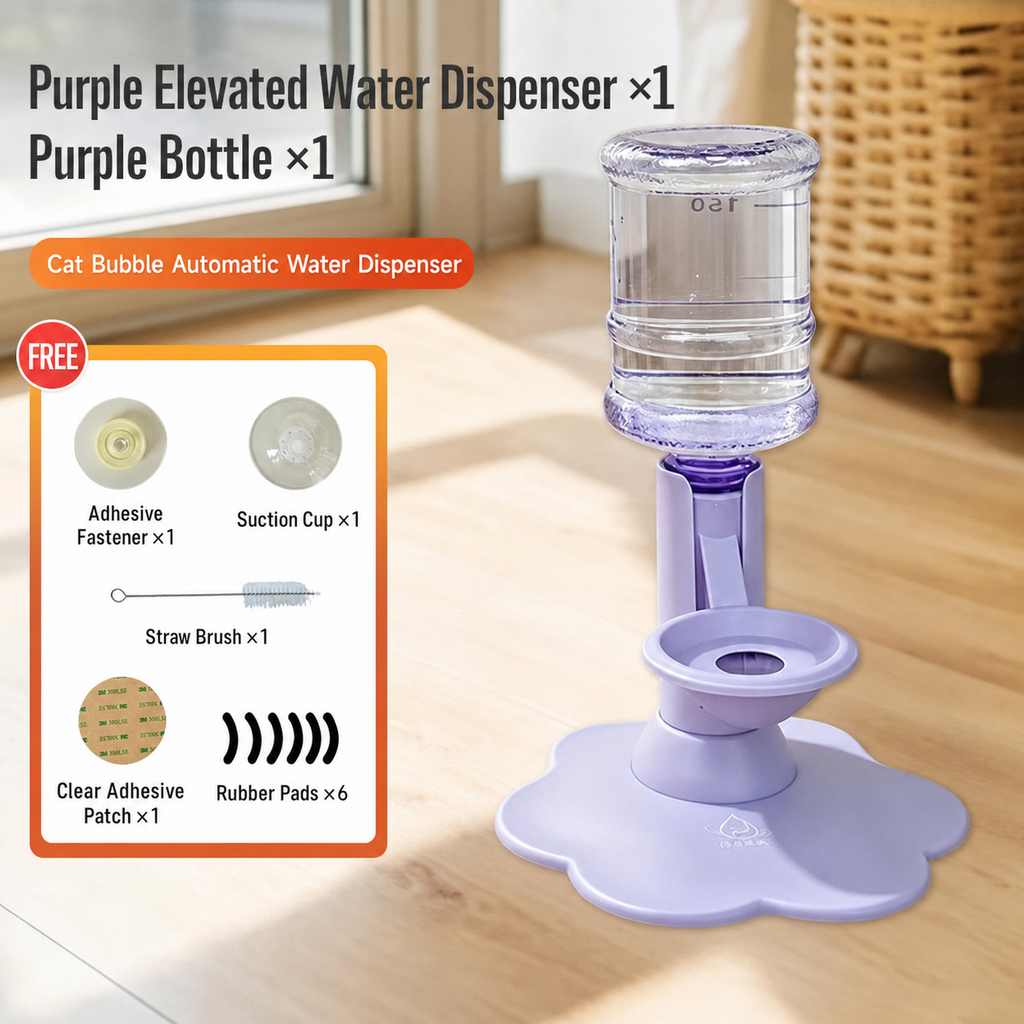 Gravity-Fed Cat Water Dispenser – Elevated Adjustable Bowl, No Electricity Required