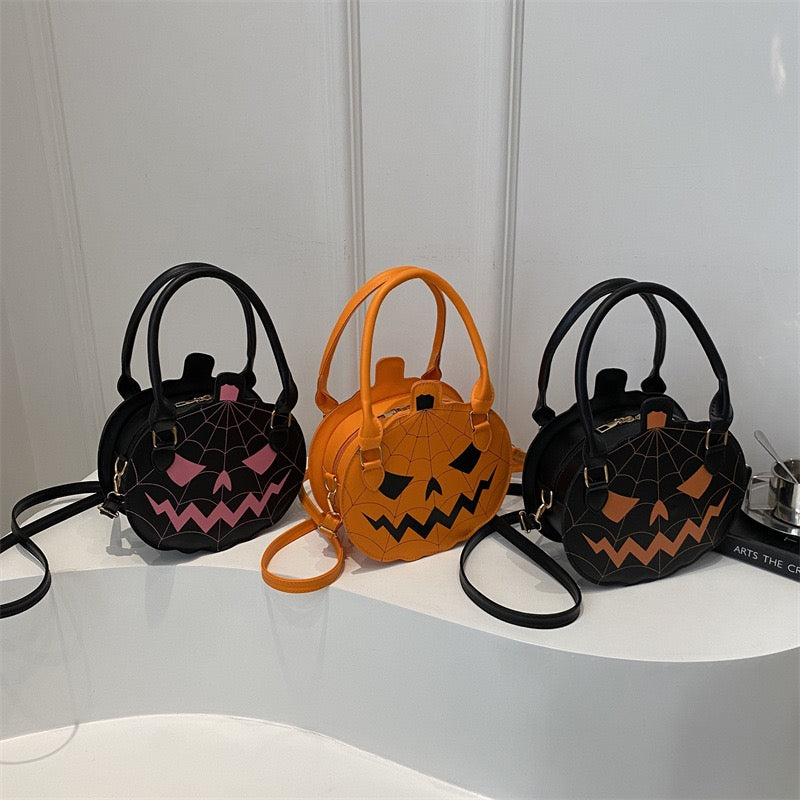 Halloween Pumpkin Shaped Handbag, PU Leather Shoulder & Crossbody Bag with Adjustable Strap, Cute Autumn Purse for Women