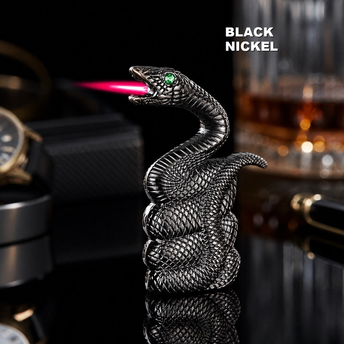 Black Nickel snake shaped torch lighter