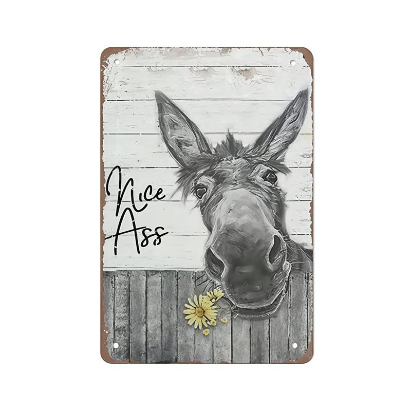 1pc Funny Donkey "Cheese Heads" Bathroom Art Sign - Farmhouse Vintage Metal Tin Wall Decor for Home, Restaurant, Bar - Retro Hilarious Donkey Lover Gift, Trending Viral Must-Have Sassy Bathroom Humor Aesthetic Country Kitchen Decor