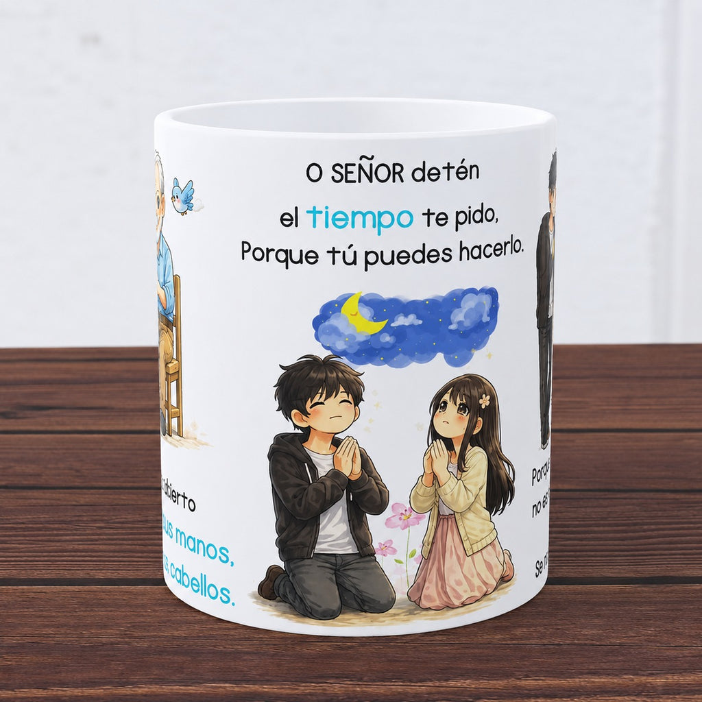 Spanish Father's Day Papa mug side with father and child illustration