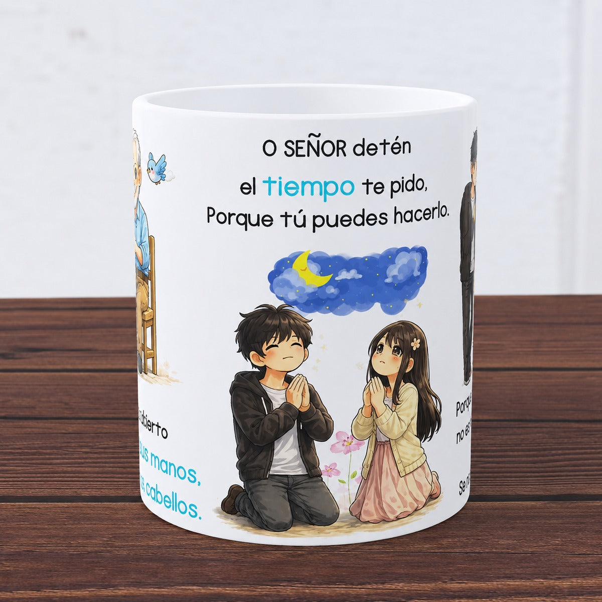 Spanish Father's Day Papa mug side with father and child illustration