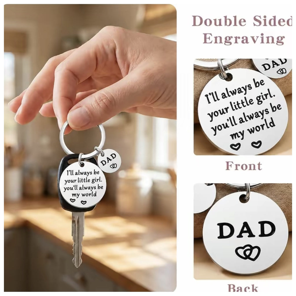 Father's Day Dad keychain double sided engraving detail