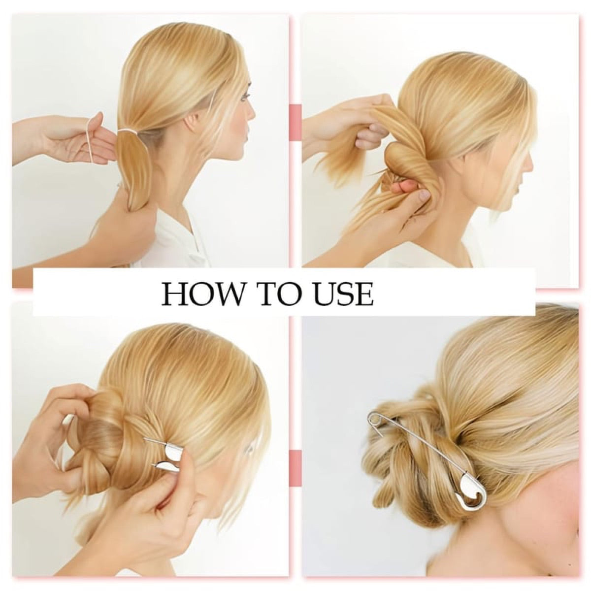 Oversized Safety Pin Hair Clip, Metal Bun Holder Hair Accessory for Updos & Hairstyles