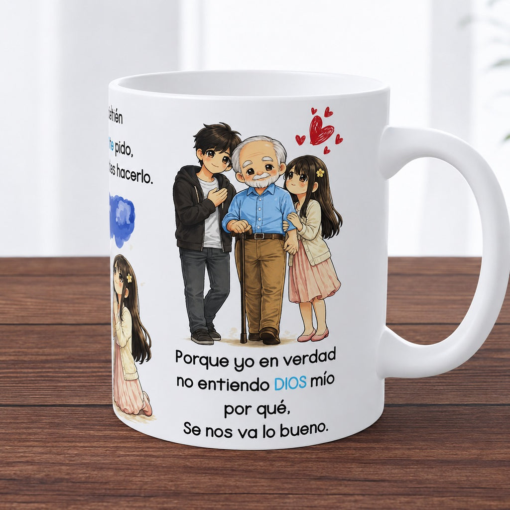 Spanish Father's Day Papa mug side with family illustration