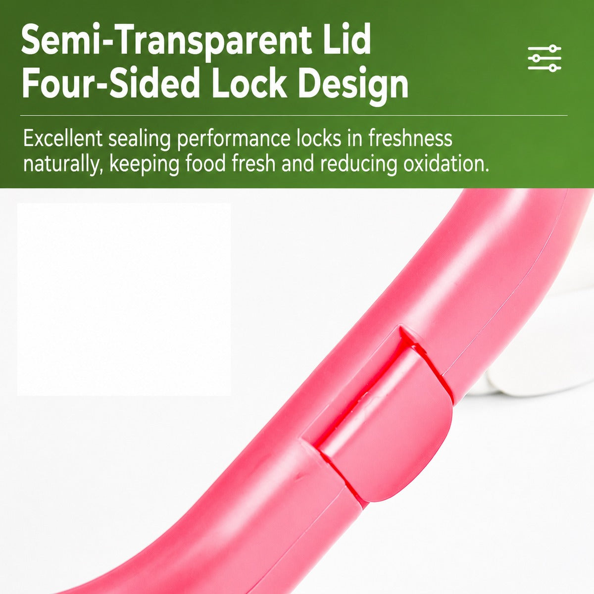 Semi-transparent lid and four-sided lock design