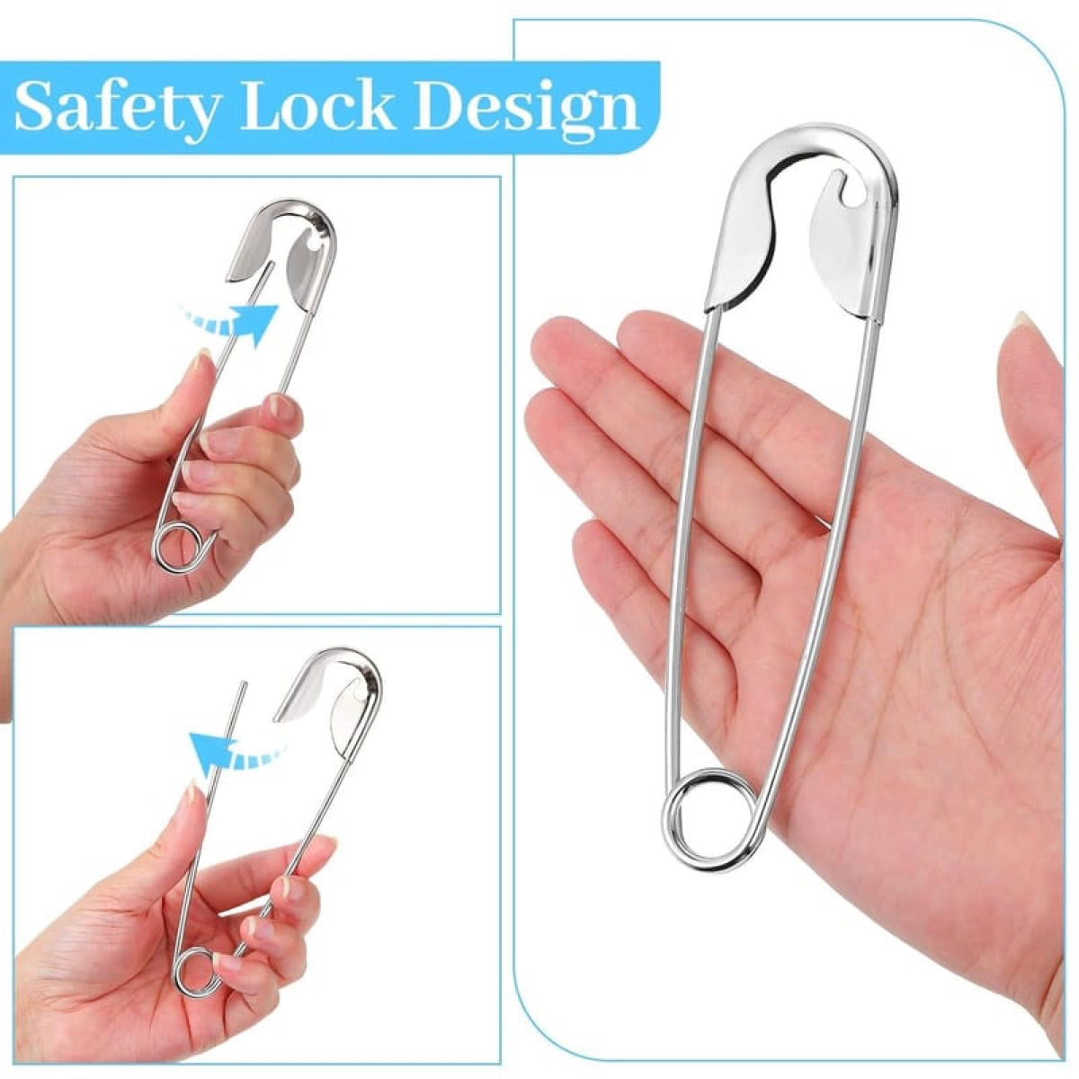 Oversized Safety Pin Hair Clip, Metal Bun Holder Hair Accessory for Updos & Hairstyles