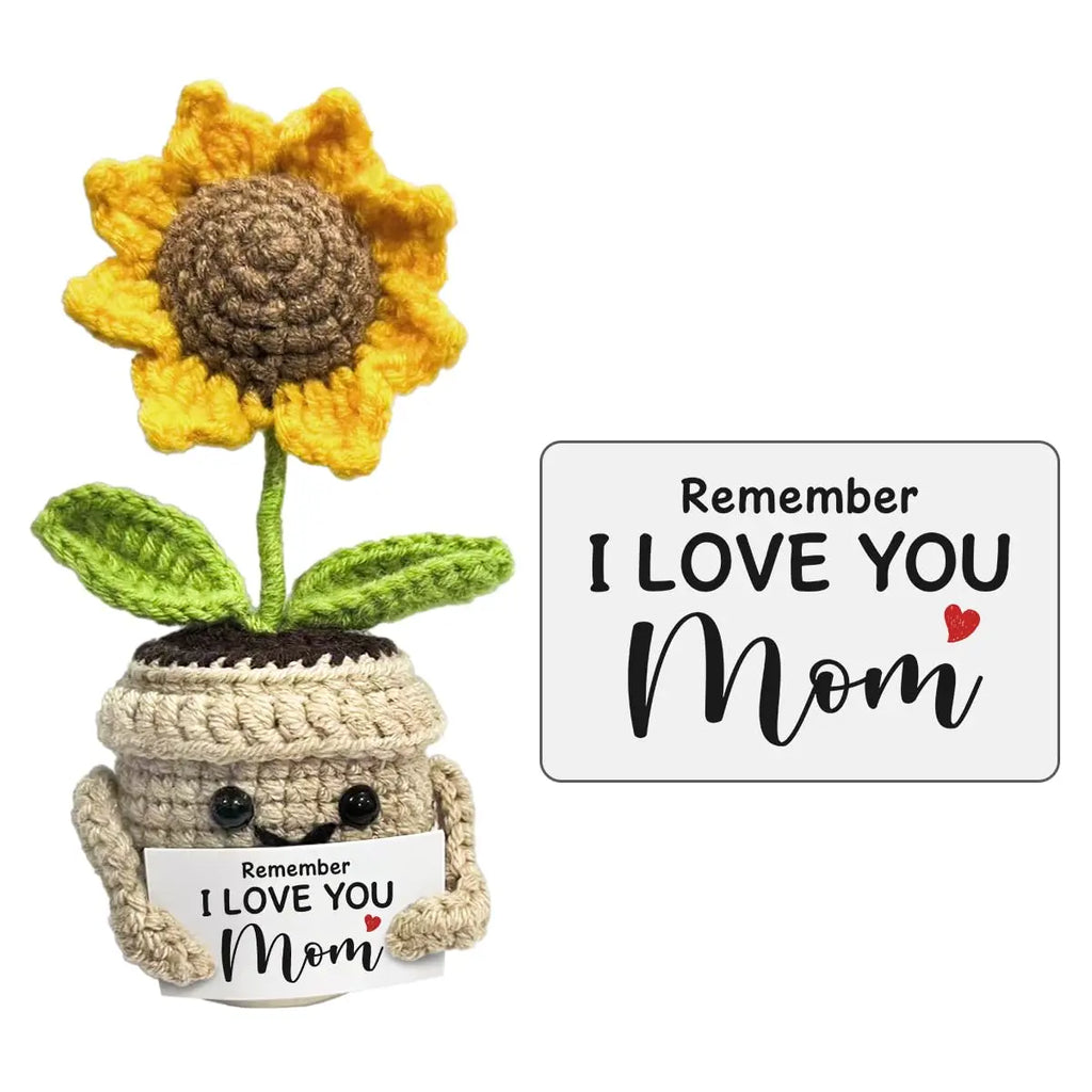 "I Love You Mom" Handmade Crochet Sunflower Gift