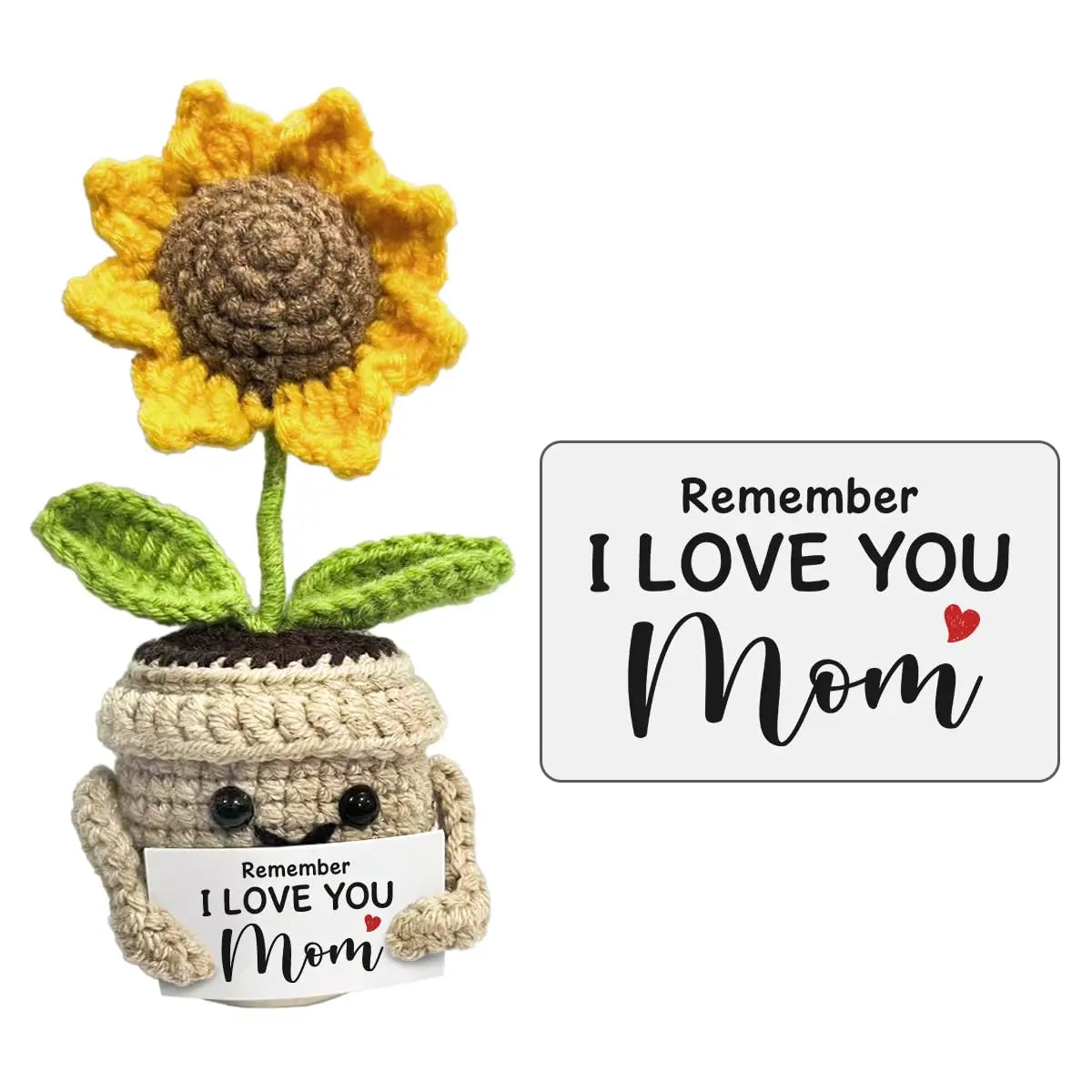 "I Love You Mom" Handmade Crochet Sunflower Gift