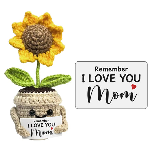 "I Love You Mom" Handmade Crochet Sunflower Gift