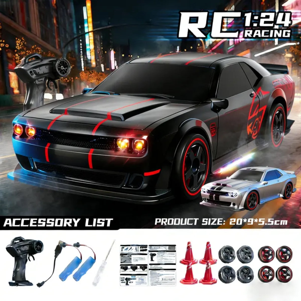 1:24 RC Racing Car with Full Proportional Throttle