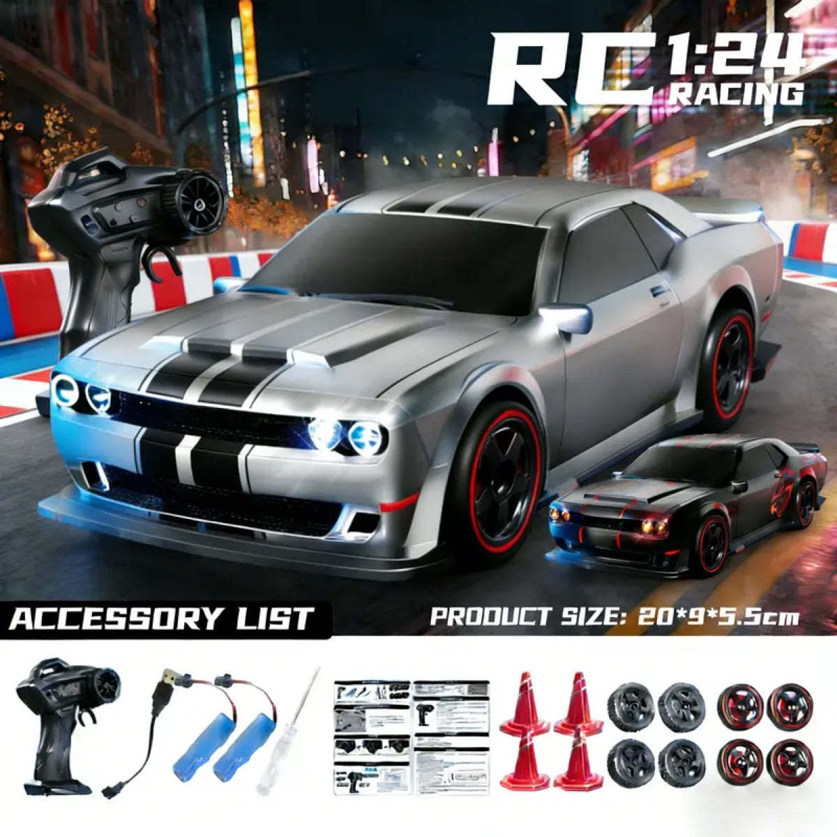 1:24 RC Racing Car with Full Proportional Throttle