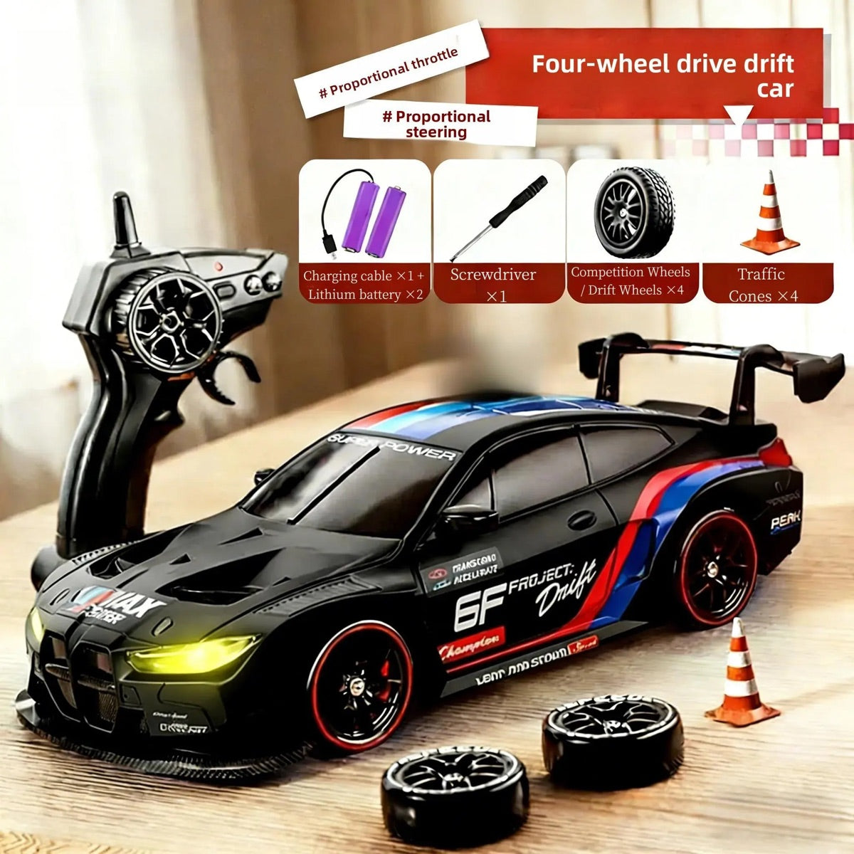 Voiture de course RC 1:24 avec acceleration proportionnelle