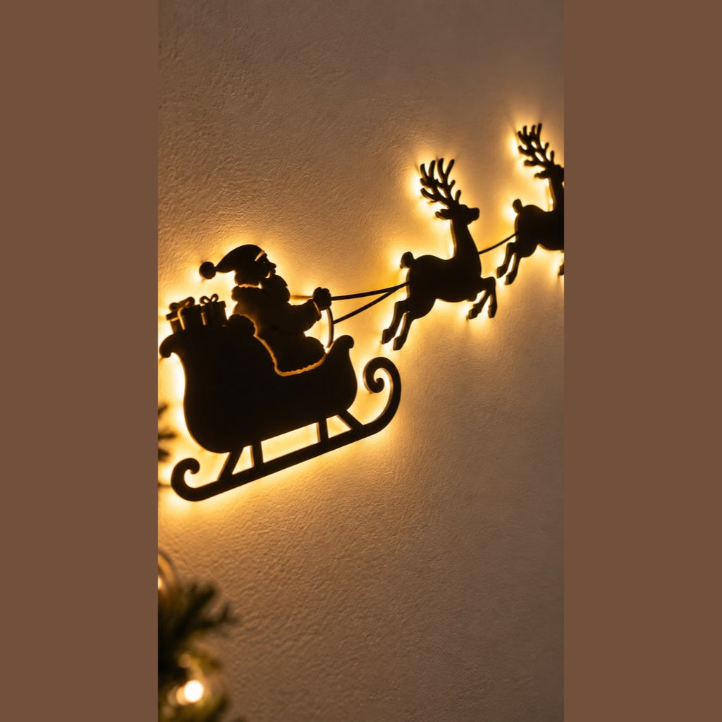 7-Piece Christmas Light-Up Wall Decorations, Battery-Operated Warm LED Holiday Decor with Self-Adhesive Pads, Festive Indoor Christmas Decorations