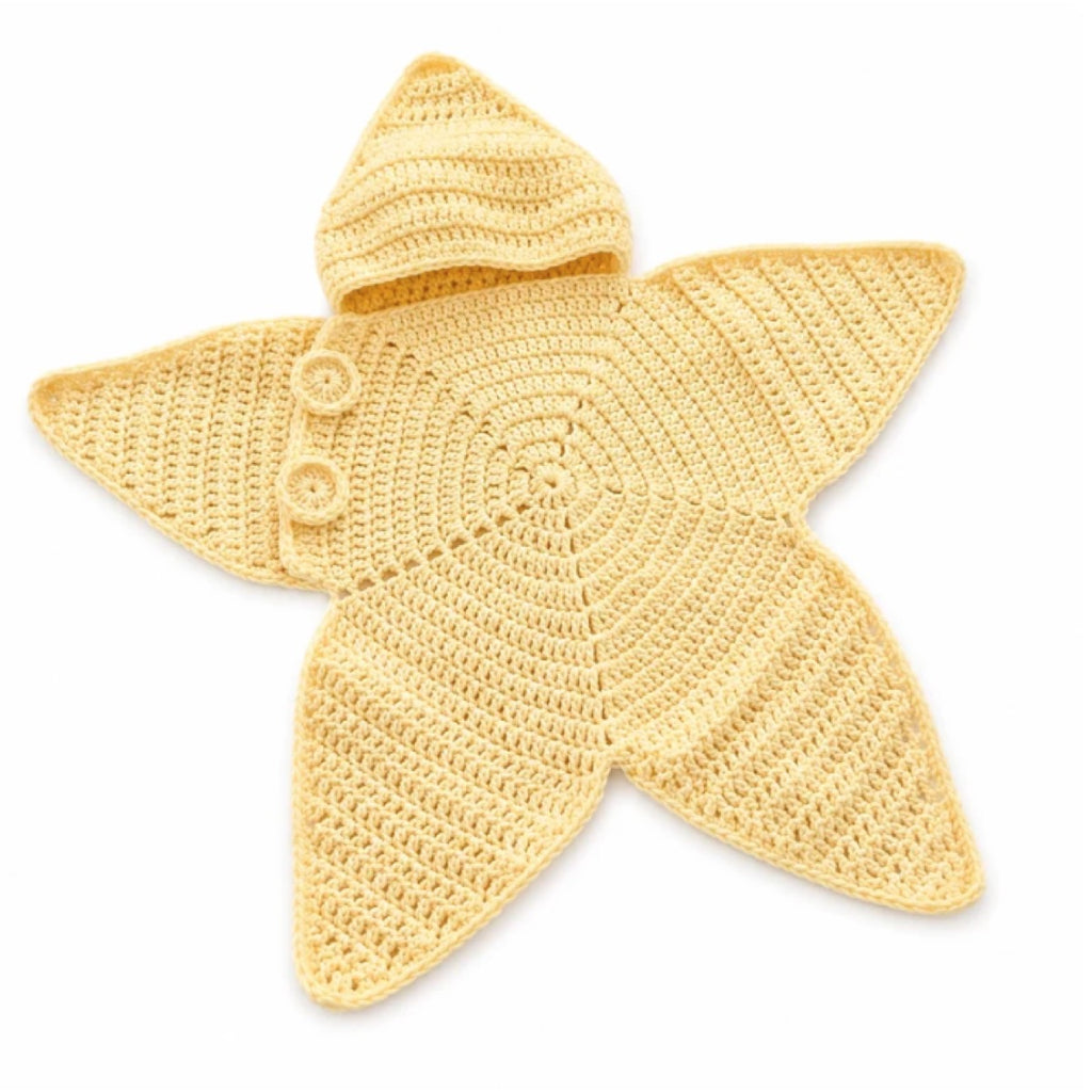 Hand-Crocheted Starfish Baby Onesie, Cozy Hooded Star Baby Dress for Photos