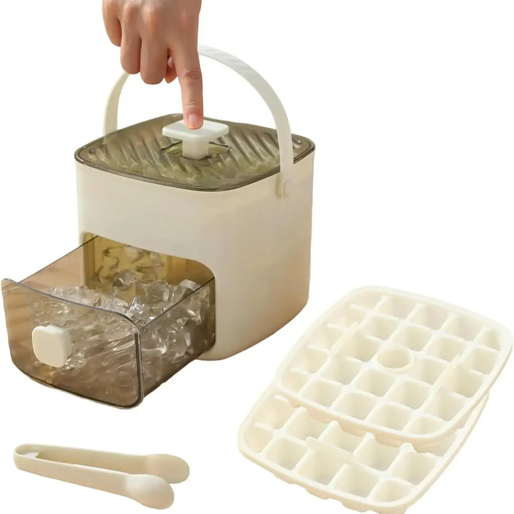 48-Cube Double-Deck Ice Maker with Easy-Press Lid & Storage Bin