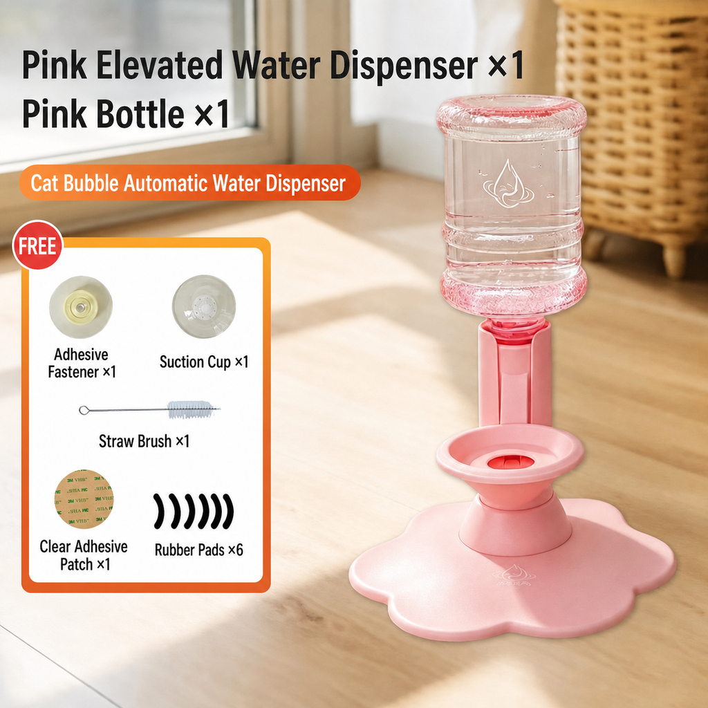 Gravity-Fed Cat Water Dispenser – Elevated Adjustable Bowl, No Electricity Required