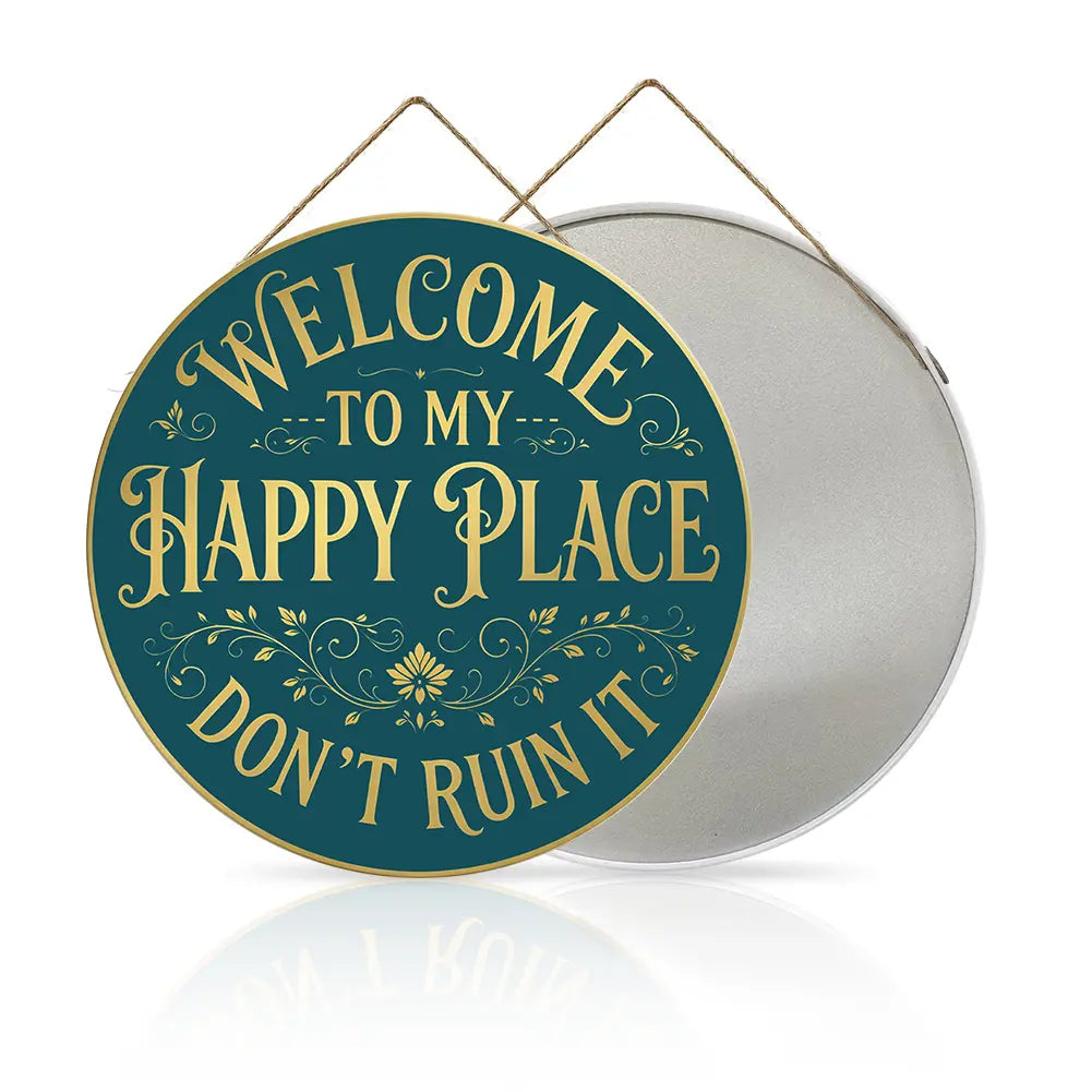 “Welcome to My Happy Place” Metal Sign - Multicolor Wall Art for Home & Office, Perfect Mother's Day Gift (8"/12")