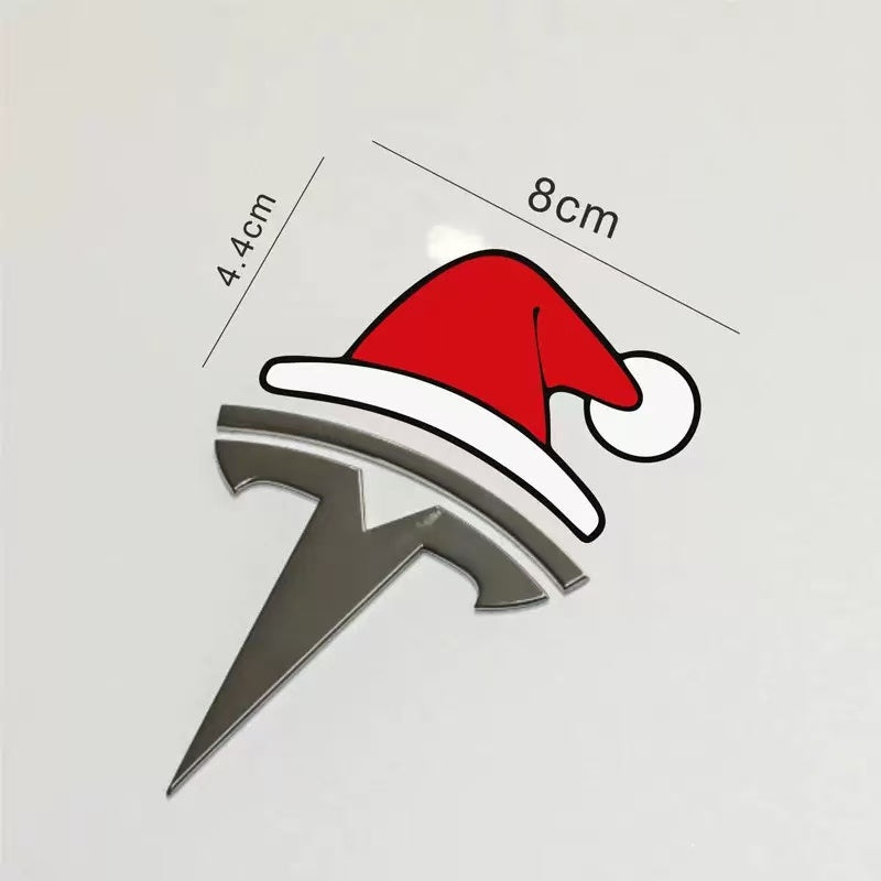 Festive Christmas Hat Car Badge – Slightly Raised Decorative Sticker for Cars & Holiday Auto Decor（2pcs）