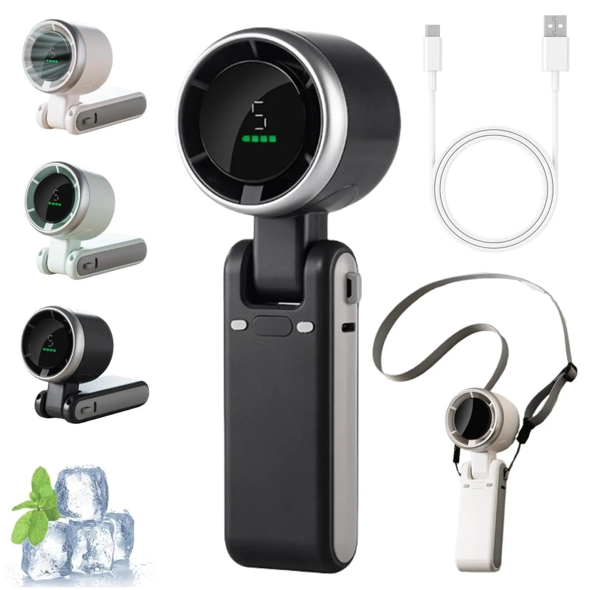 Ventilateur turbo portable a main 5 vitesses avec batterie
