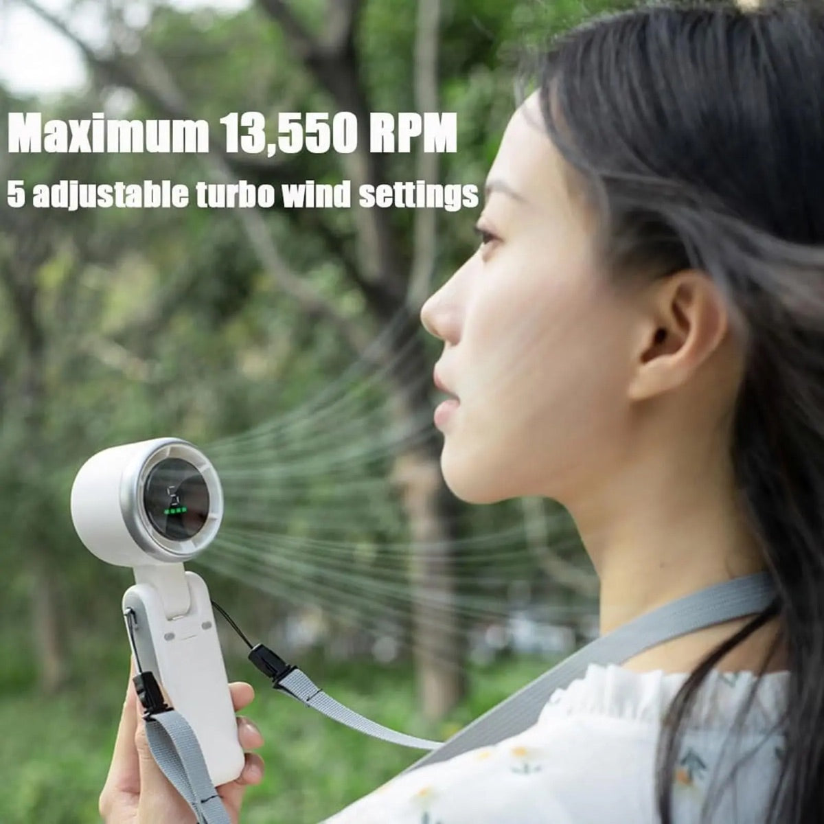 Ventilateur turbo portable a main 5 vitesses avec batterie
