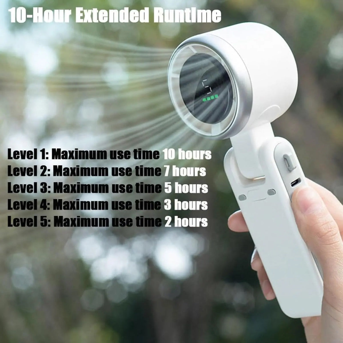 Ventilateur turbo portable a main 5 vitesses avec batterie