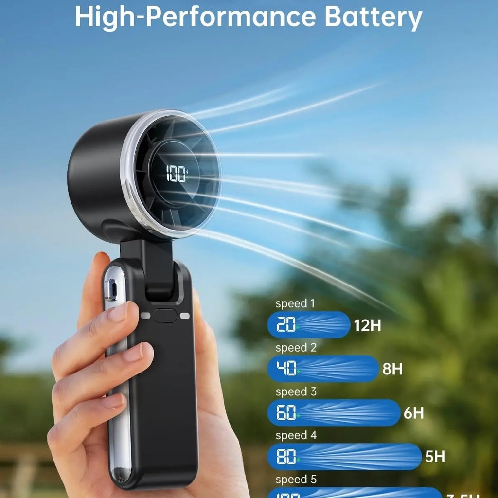 Ventilador turbo portatil de mano de 5 velocidades con bateria