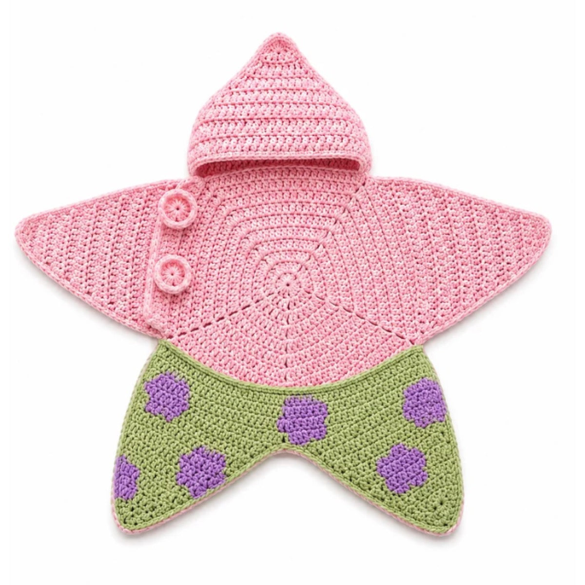 Hand-Crocheted Starfish Baby Onesie, Cozy Hooded Star Baby Dress for Photos