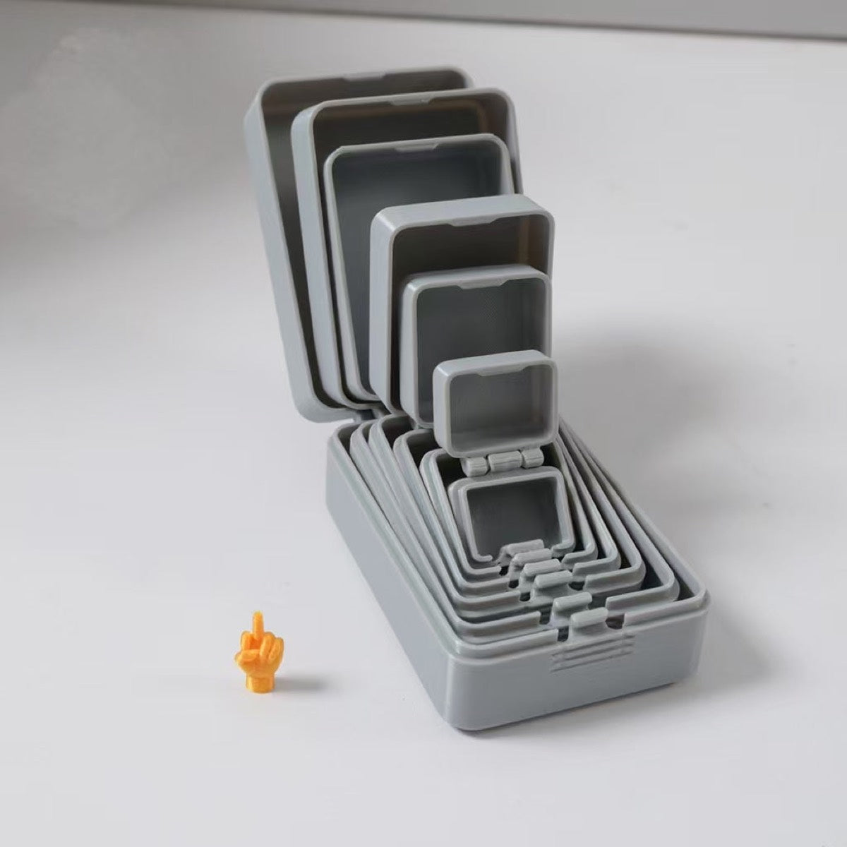 7-Layer 3D Printed Nesting Surprise Box with Hidden Middle Finger