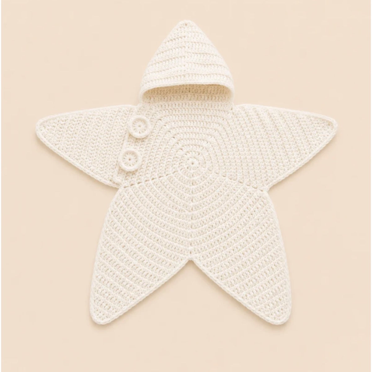 Hand-Crocheted Starfish Baby Onesie, Cozy Hooded Star Baby Dress for Photos