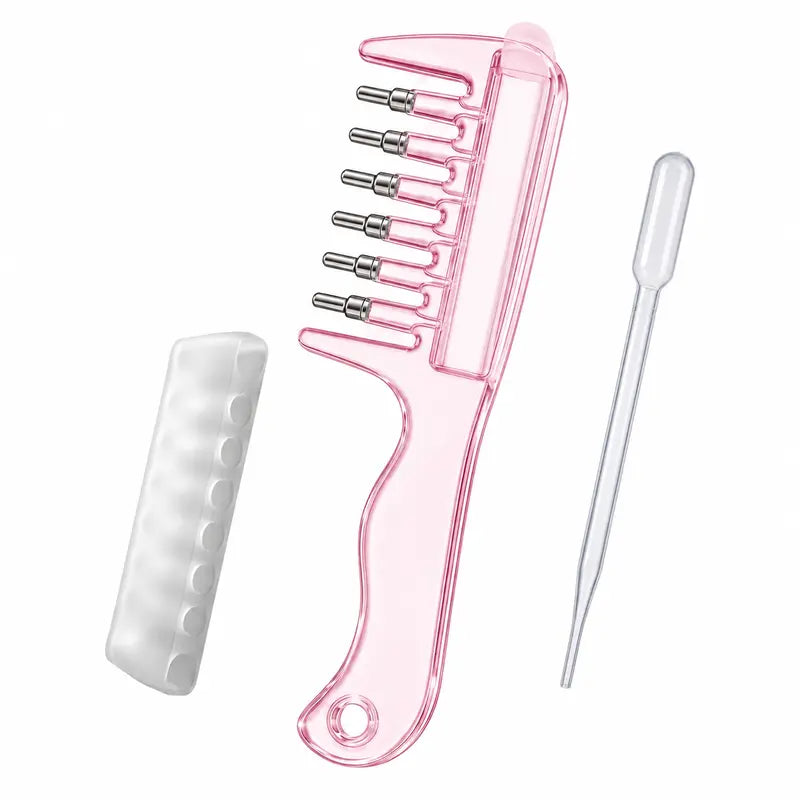 Refillable Scalp Oil Applicator Comb, Hair Root Massage Comb with Metal Tips, No-Mess Liquid Applicator Brush for Hair Care, No Serum Included